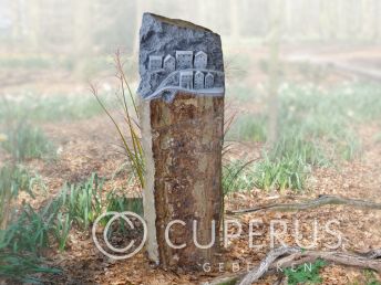 Klein zuiltje met dorpje gegraveerd