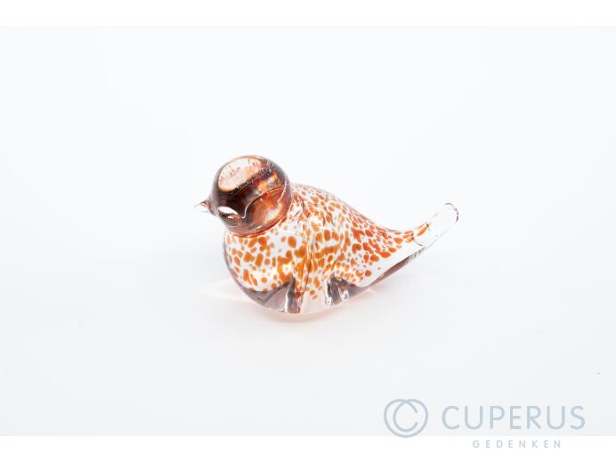 Glazen vogel  Spikkels-  Oranje foto 1