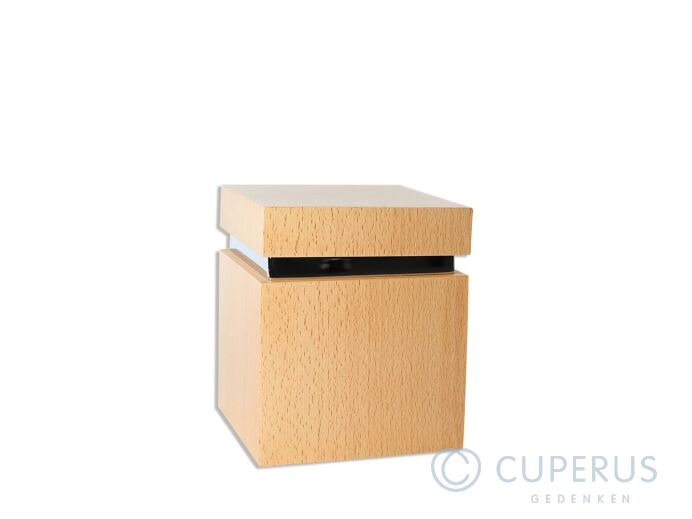 Houten mini urn kubus bruin foto 1