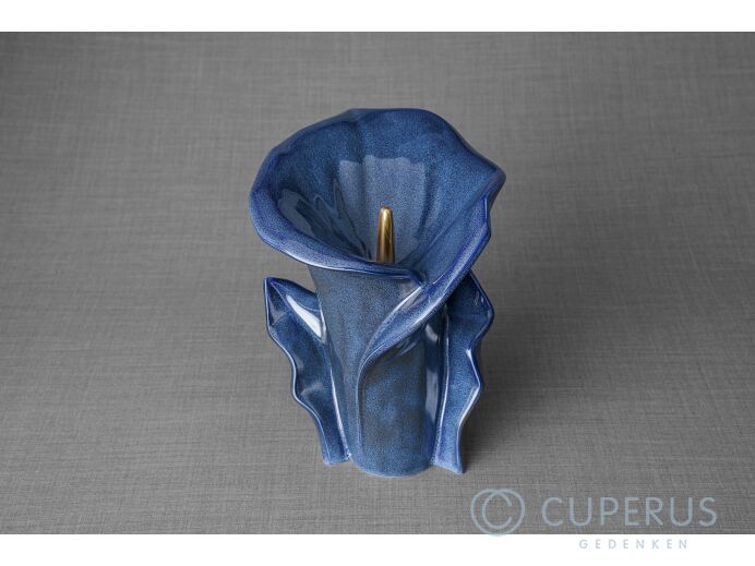 Keramische Calla bloem urn blauw foto 1