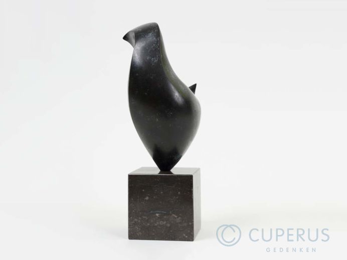 Shy Bird - urn ornament brons foto 1