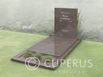 Modern grafmonument met dekplaat en bloemstrook