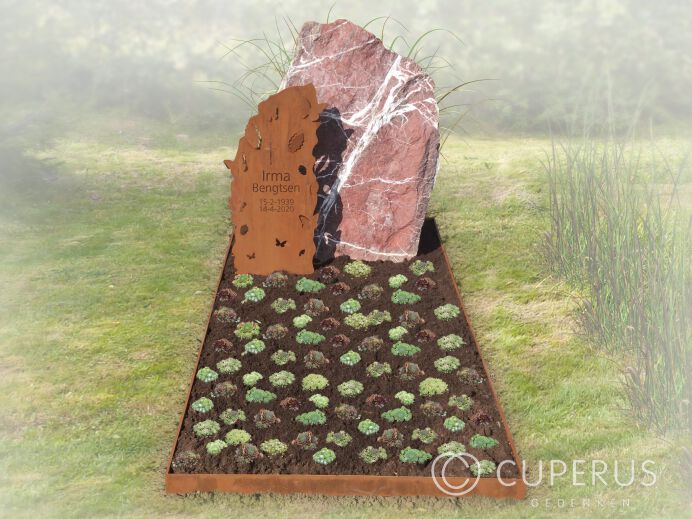 Natuurlijk grafmonument met cortenstaal foto 1