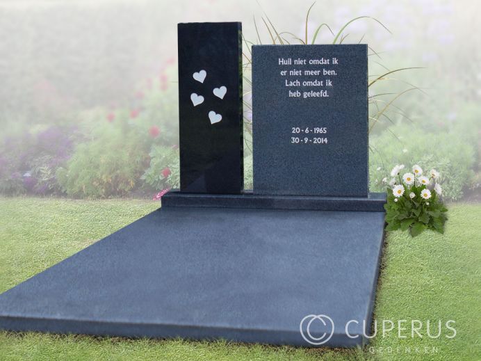 Onderhoudsvrije grafsteen met dubbele lettersteen foto 1