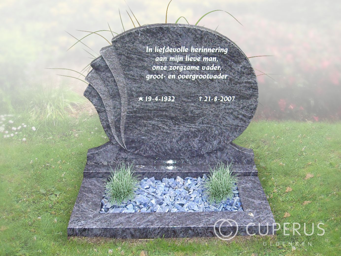 Nieuw Ovaalvormige waaier grafsteen | Cuperus gedenken | 41909 CE-39