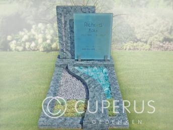 Rechthoekig grafmonument met glazen tekstplaat