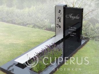 Rechthoekig grafmonument met RVS strip