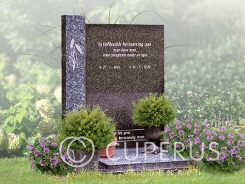 Rechthoekige grafsteen van Licht Labrador graniet