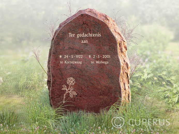 Ruw gehakte grafsteen foto 1