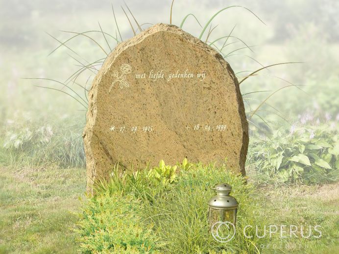 Ruwe grafsteen van Mudarai Gold graniet met graflantaarn foto 1