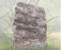 Ruwe grafsteen met kruis en Cortenstalen rand foto 3