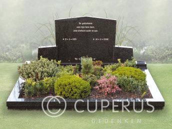 Schuin aflopend familie grafsteen van Impala graniet