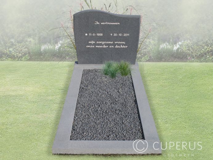 Vierkant grafmonument met een golvende bovenkant foto 1