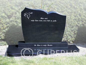 Zwart grafmonument met dubbele golfkop